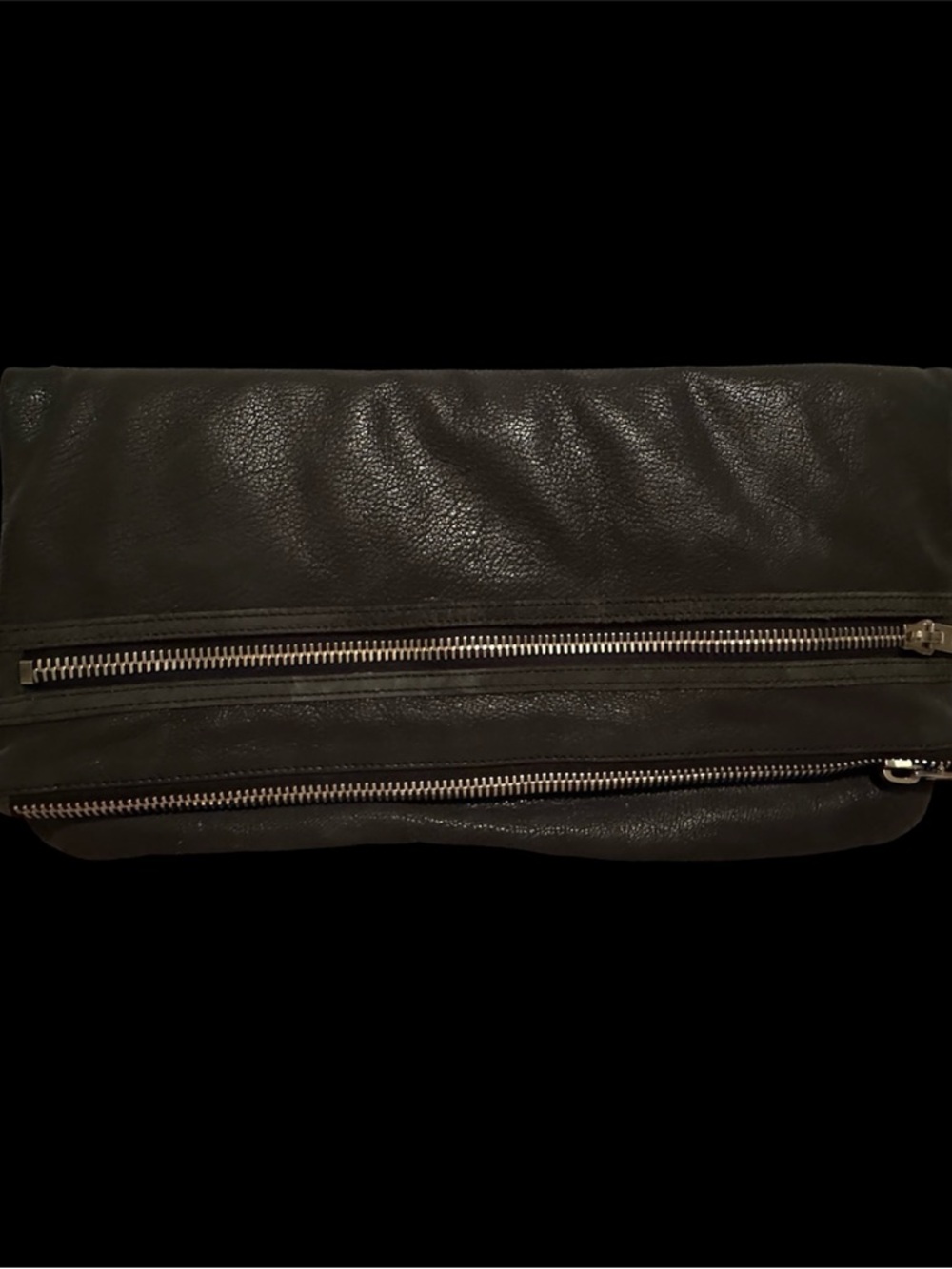 Alexander Wang Black Leather Zip-Front Clutch